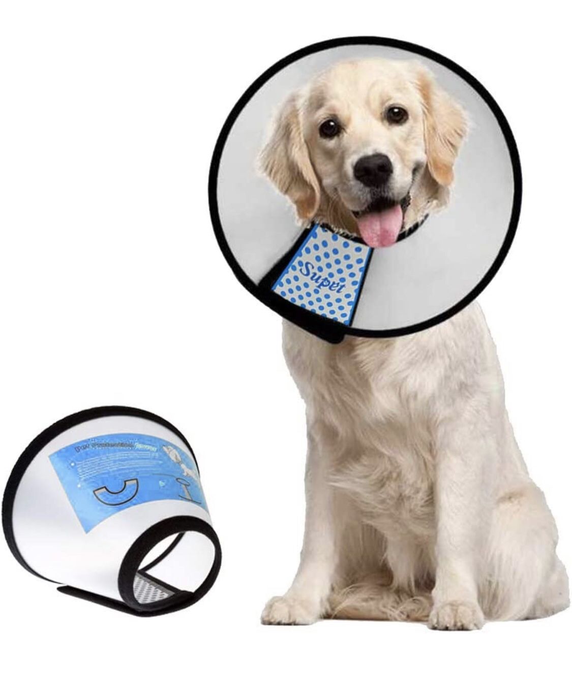 Supet Adjustable Dog Cone Protective Collar 