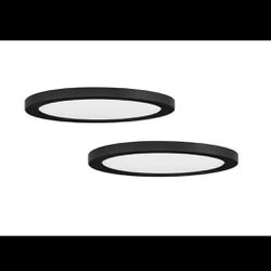 CE 13 in Ultra-Low Profile 5CCT Selectable LED Flush Mount Matte Black (2-Pack)