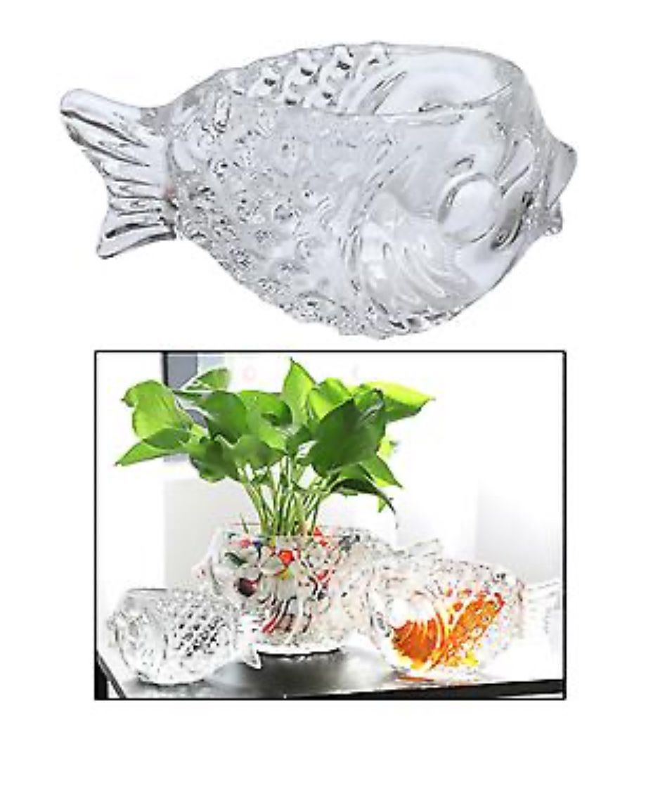 Large Fish Shaped Cocktail Glassware Ornament Glass Cup Glasses Clear Drinks, Vases of Hydroponic Plants,