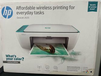 HP DESK JET 2635 PRINT SCAN AND COPY  TEAL AND WHITE, PERFECT WORKING CONDITION.