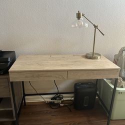 Threshold Loring Wood Writing Desk with Drawers And Charging Station