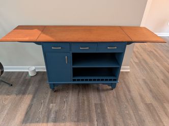 Custom Solid Wood Drop-Leaf Buffet Table / Mobile Bar Cart