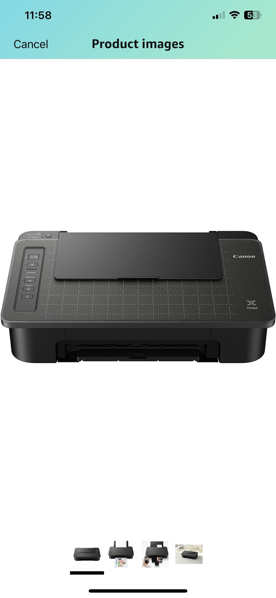 Canon TS302 Wireless, Single Function Inkjet Printer, Black, Works with Alexa