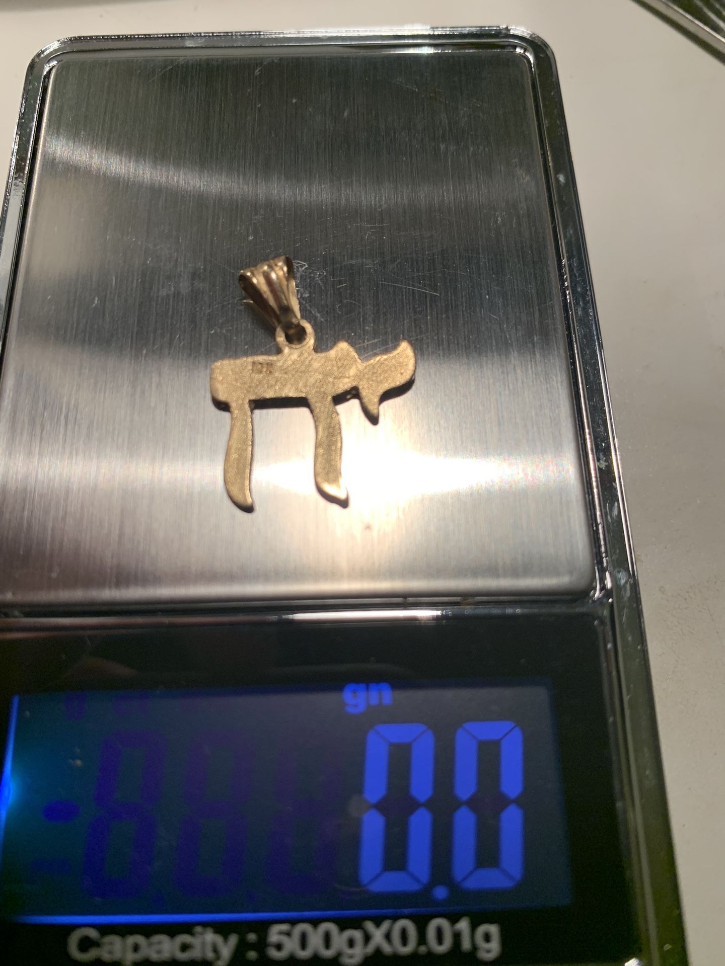 14k Solid Gold Jewish Chai Charm 1.7 g