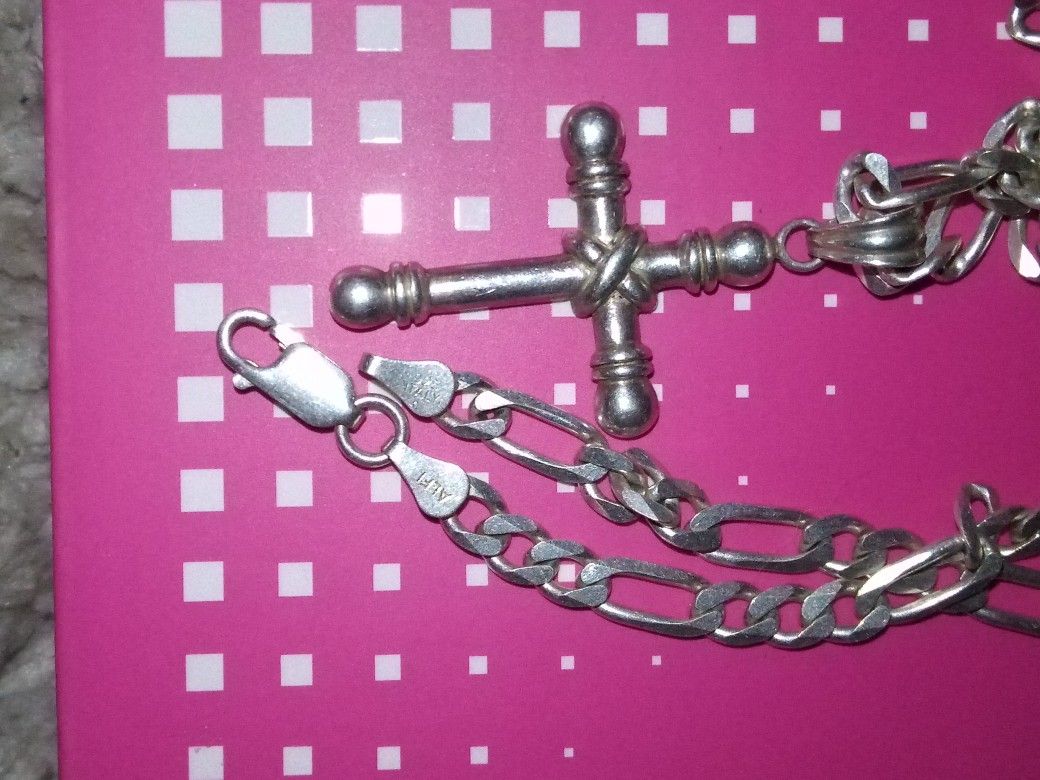 Silver Cross And Chain