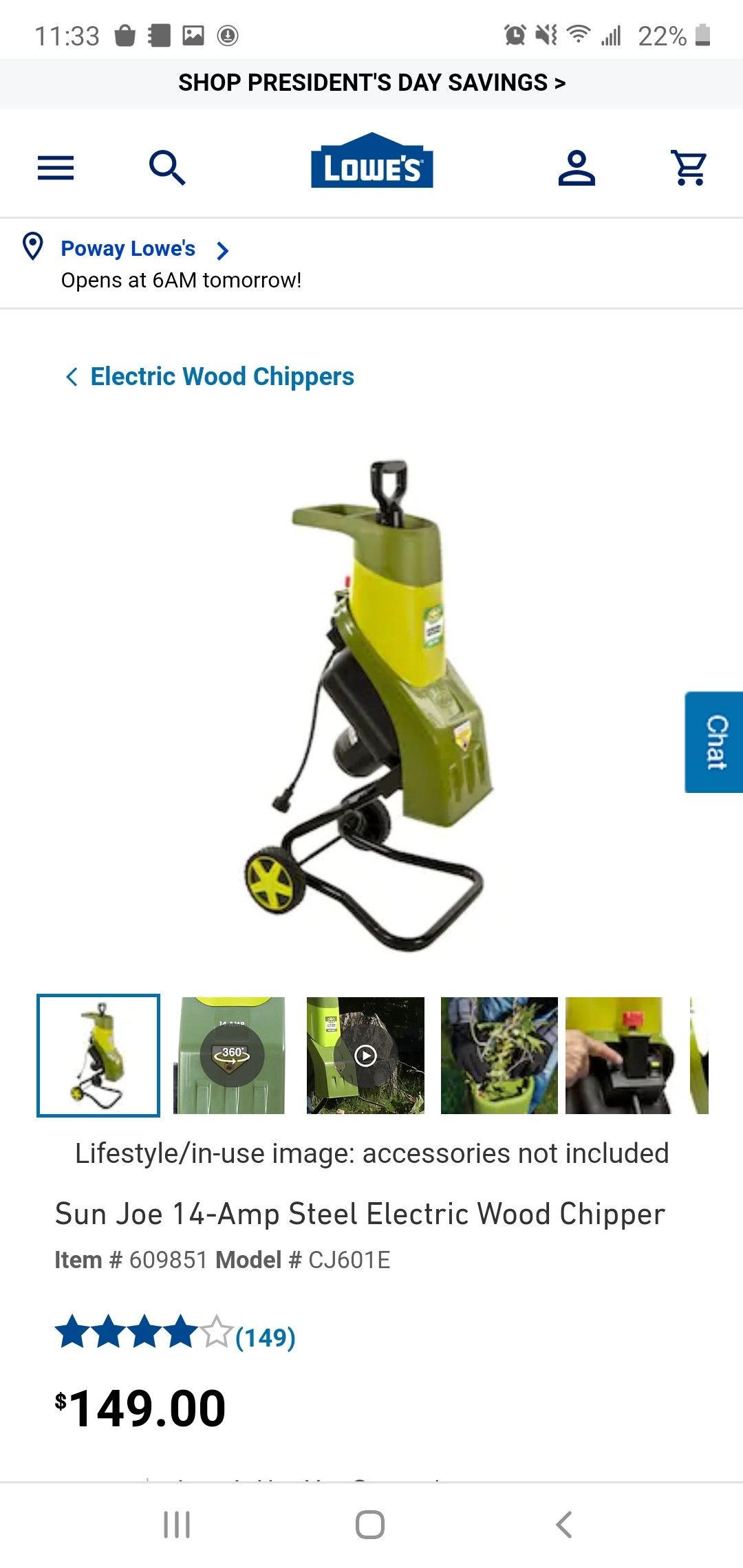 Sun Joe 15 Amp Electric Wood Chipper/Shredder brand new open box