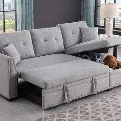Reversible Pull Out Sleeper Sofa Bed Sectional Couch