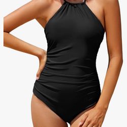 Holipick Women High Neck One Piece Swimsuit Tummy Control Bathing Suit Criss Cross Swimwear