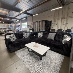 Custom Made Fur Corduroy Two Piece Love Seat and Sofa