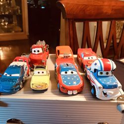 (7) Disney Pixar  Cars, Pieces Are Missing On (3) Yellow One Has Magic Marker On It Please View Pics And Read Description 