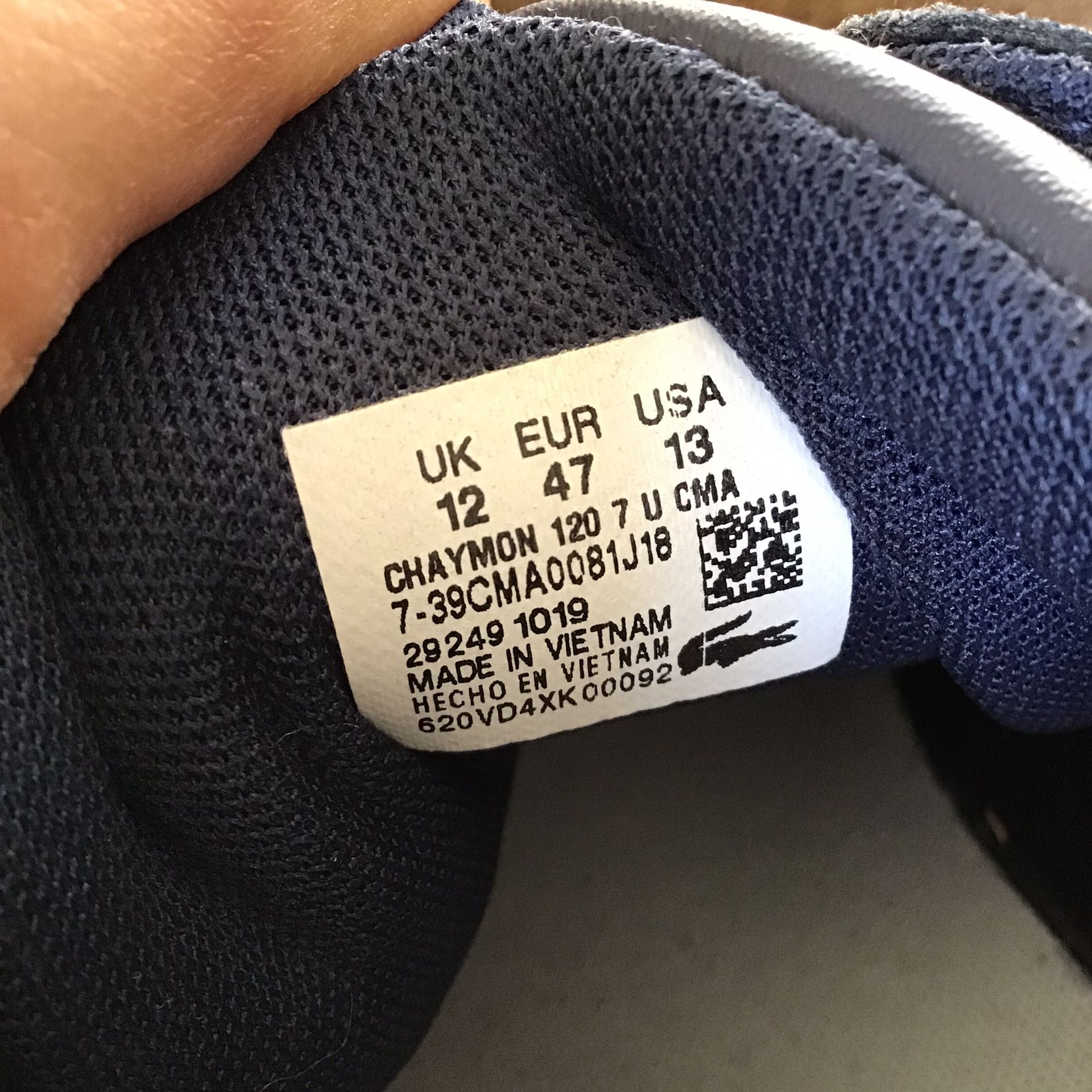 Lacoste Chaymon Blue Silver Logo Sneakers (Size 13)