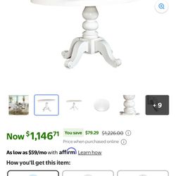 Pedestal Table Set Expanding /* Finish: Oyster White * Style: Transitional * Materials: Poplar/ Pine Solids with Wood Products * French & English Dove