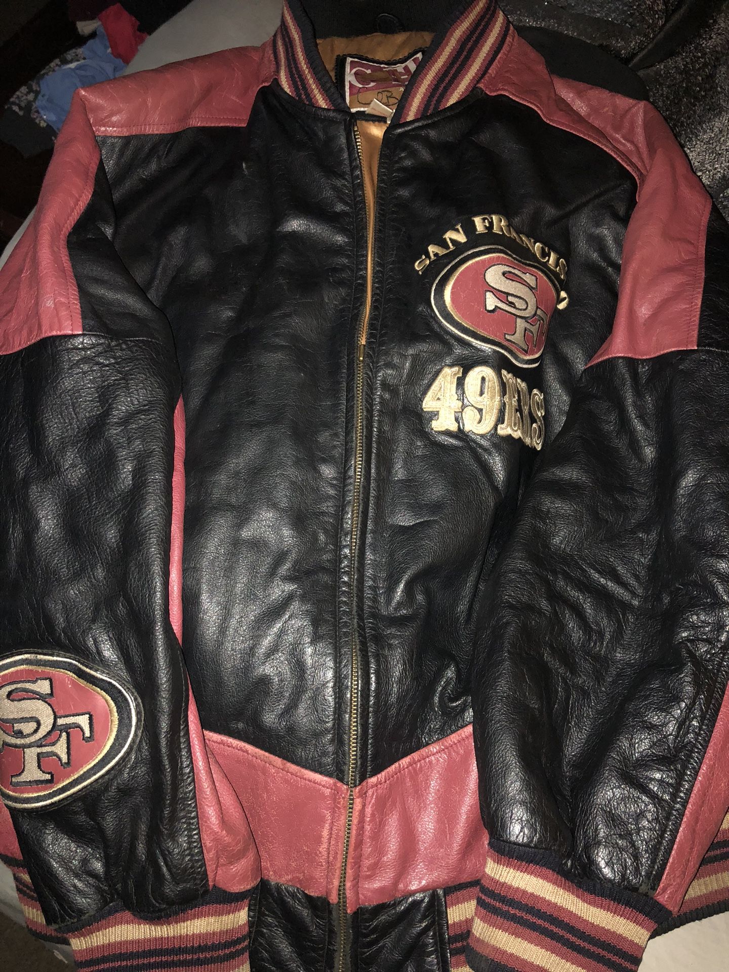 Vintage S.F 49ers Leather Jacket Size L 