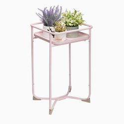 LLYB Table Metal Tray Plant Frame/End Table(Pink)