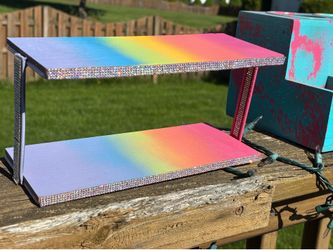 Rainbow floating wall shel with rhinestone accents! FREE GIFt!