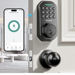 Keyless Entry Door Lock with Handle Wi-Fi Door Locks for Front Door Anti-Peeping Password App Control Smart Door Lock for Homes Hotel Bedroom Doors wi