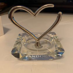 Pandora Jewelers Silver and Crystal “Open Heart” Ring Holder     ON SALE NOW 