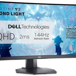 Dell S3422DWG Curved Gaming Monitor - 34 Inch 1800R Curved Screen with 144Hz Refresh Rate, WQHD (3440 x 1440) Display, HDMI, DP to DP 1.4 Cable, AMD F