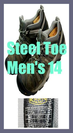 Men's 14 Pair of Keen Steel Toe Shoes ASTM-F2413-11 M/75 C/75