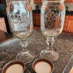 Pair of "Redneck Wine Glasses" w/lids