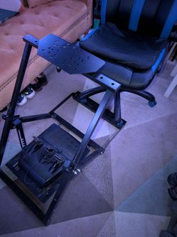 Marada X Frame Steering Wheel Stand Racing Sim Cockpit with Seat Slot w/ Logitech Pedals
