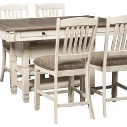 Bolanburg Antique White Finish Bar Height Dining Room Set 