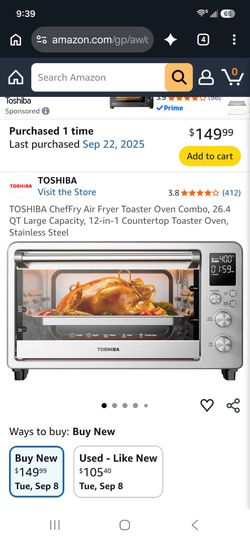 Toshiba Air Fryer oven tiaster combo.