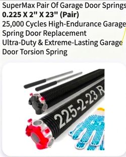 SuperMax Garage Door Torsion Springs Pair 0.225x2x23