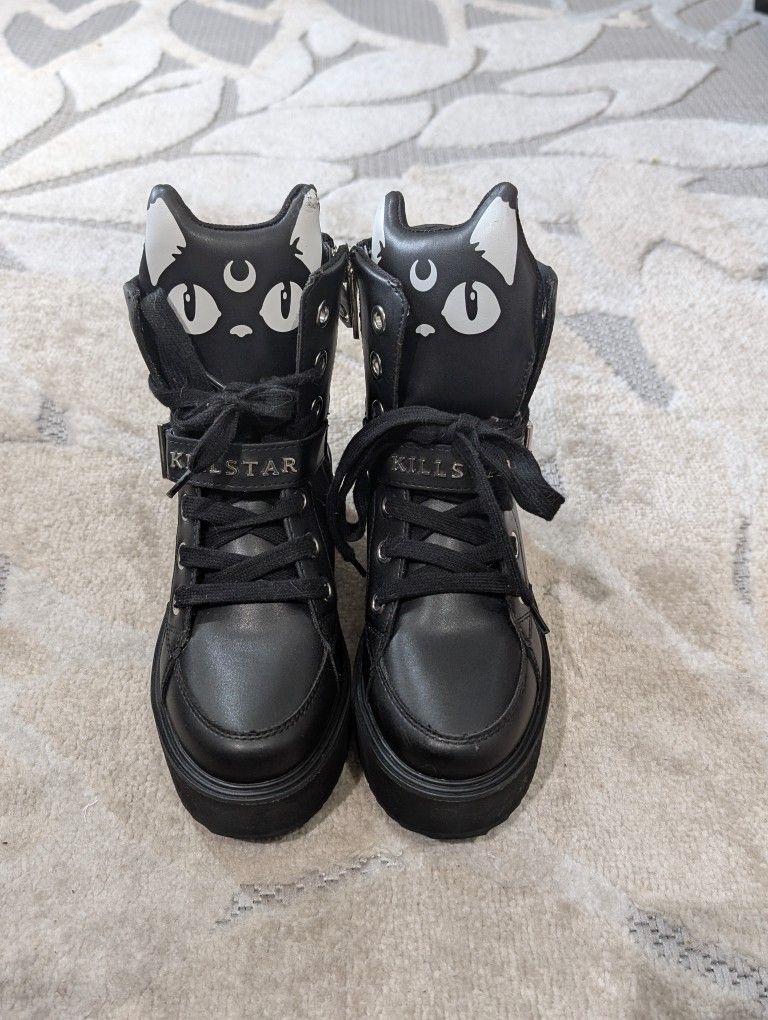 KillStar Gothic Black Boots Size 5