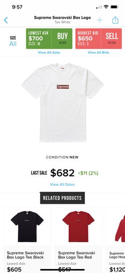 Supreme Swarovski crystal tee size large new with tags