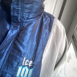 Vintage liquor distributor blue silver heavyweight windbreaker jacket Unisex size XL