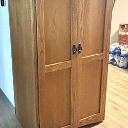 Wooden Desk/Entertainment Center/Cabinet on Rollers