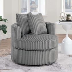 Swivel Chair Smoke Fur Like Corduroy Fabric, New Especial Price