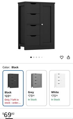 Black Storage Cabinet with Drawers and Door
