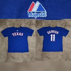Kids Majestic Baseball Jersey Tee Texas Darvish 11 Sz 