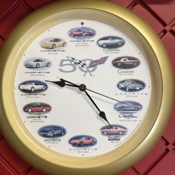 Official 50th Anniversary Chevrolet Corvette Car Sounds Hanging Wall Clock  