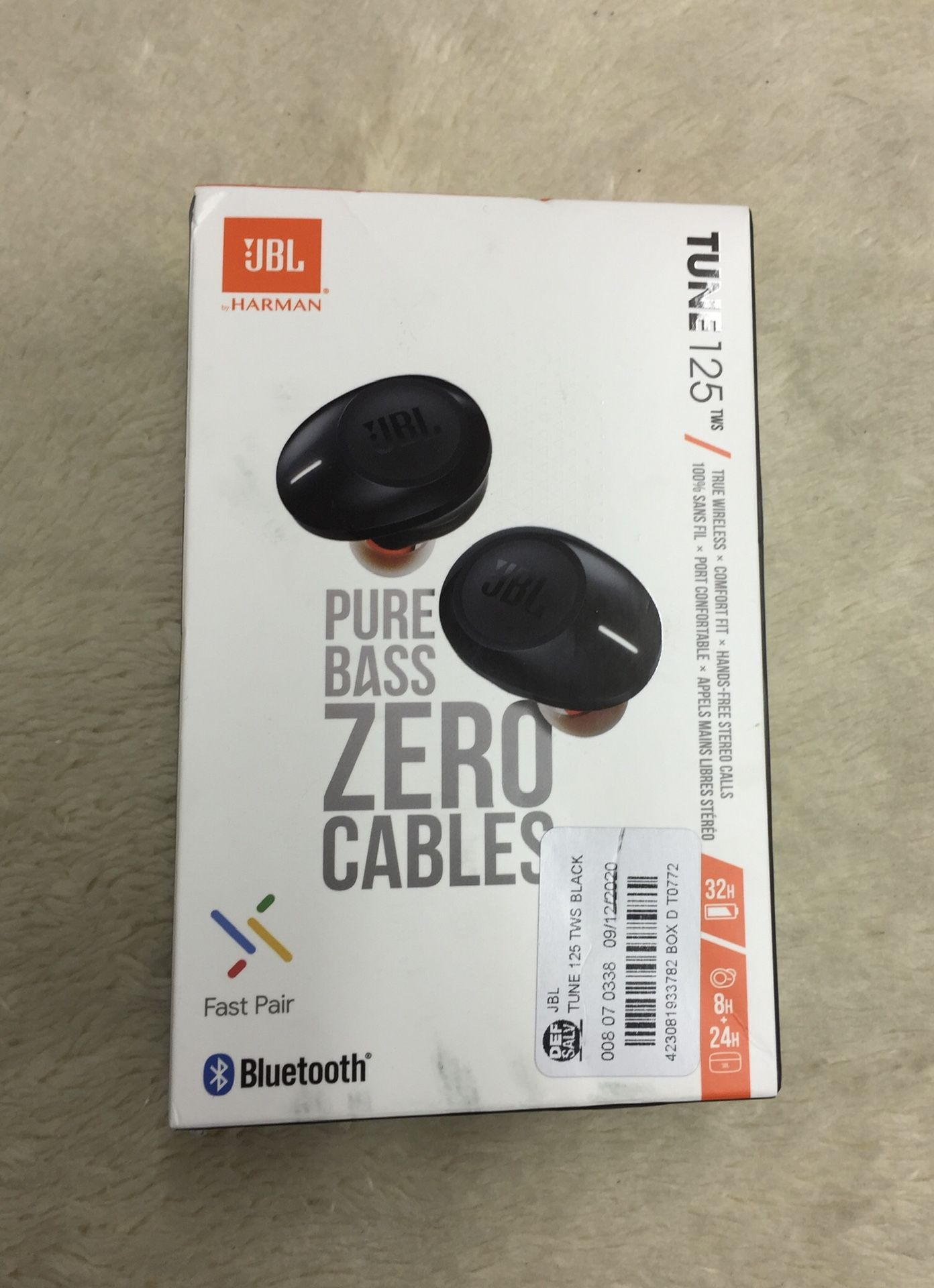 JBL Tune True Wireless Headphones - Black (125TWS)