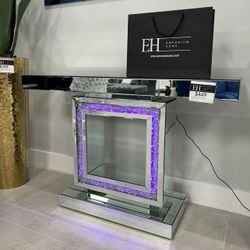 Mirror Crystal Led Console Table 47”W
