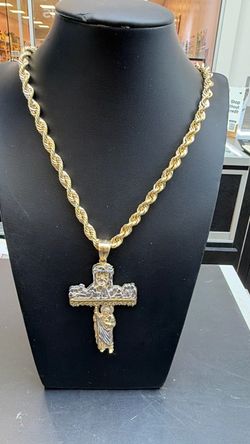 10kt rope chain pendant