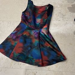 Alice And Olivia Watercolor Dress 8 Lace Back 