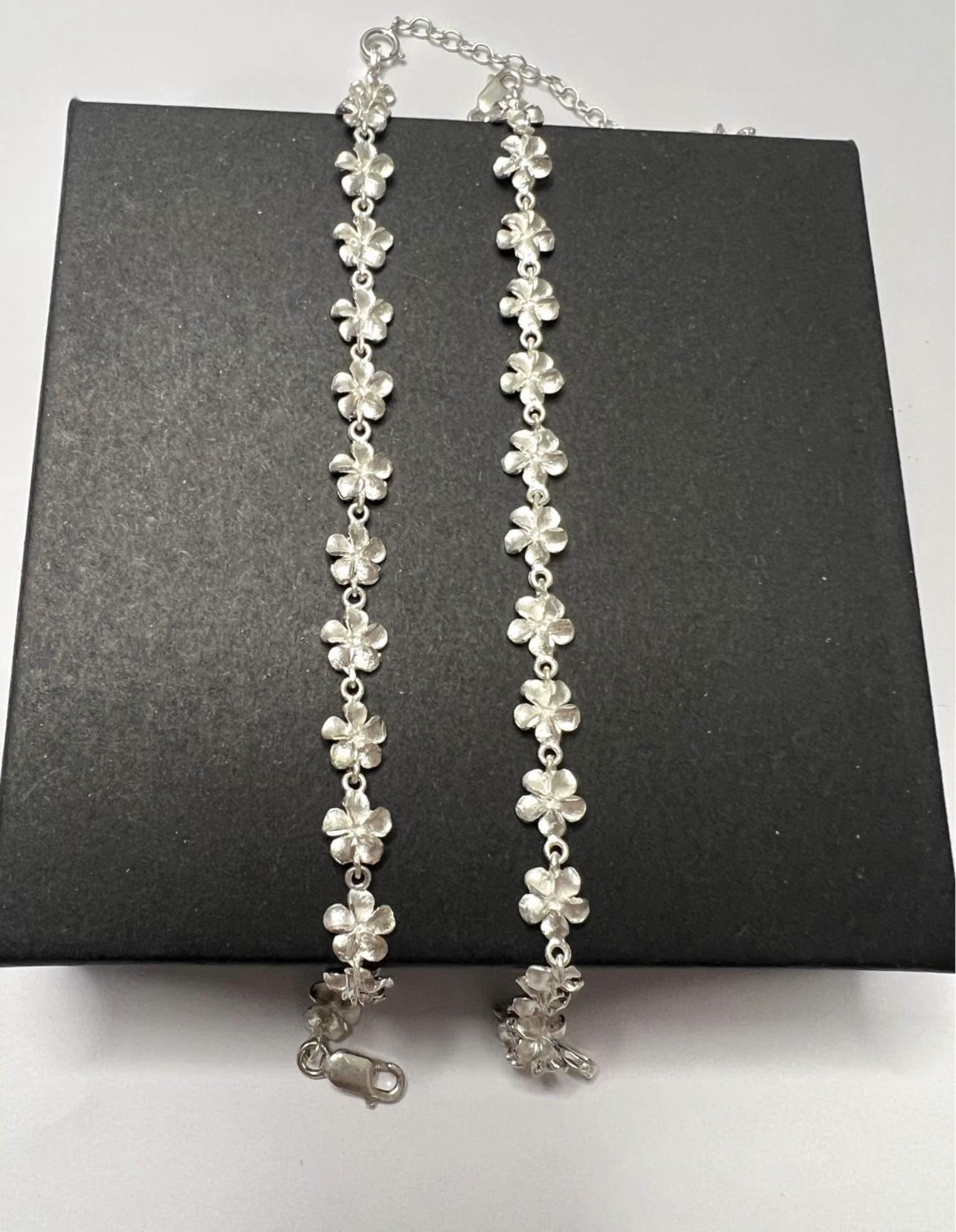 Brand new 925 Sterling Silver Hawaiian Plumeria bracelet and anklet