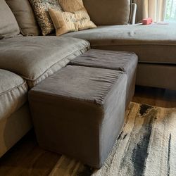 2 Gray Modern Charcoal ottomons