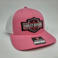 Richardson 112 Harley Embroidered Patch Mesh Snapback Hat Cap Pink