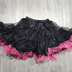 Adult Women's Magenta & Black Petticoat Tutu Skirt Costume