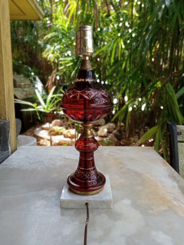 Bohemian Cranberry Cut To Clear Lamp And More