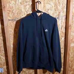Y2k Nike black hoodie with white logo, size L