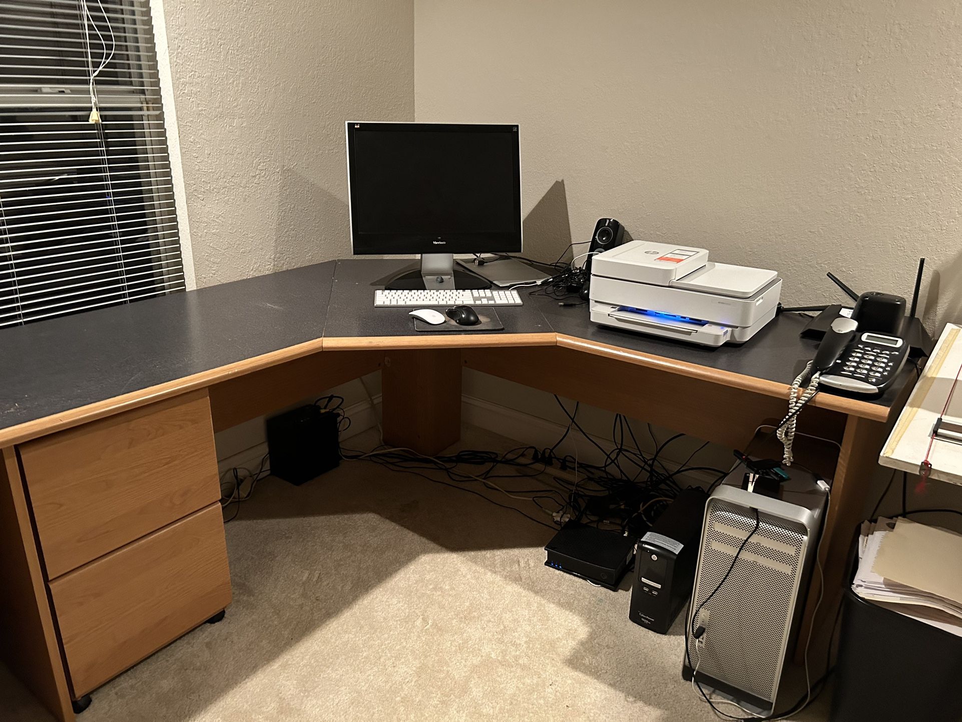 Corner Desk With Filing Cabinet Drawer And Chair