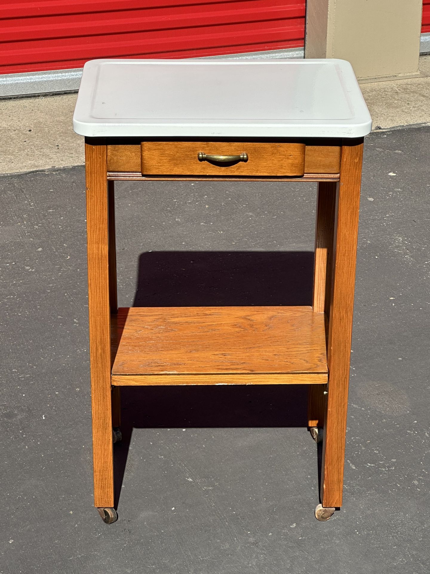 Vintage Side Table With Porcelain Top