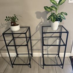 Modern 3-Tier Glass & Metal Shelving Units