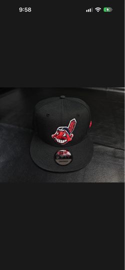 RARE Cleveland Indians Chief Wahoo Black New Era 9FIFTY MLB Snapback Hat NWT UV